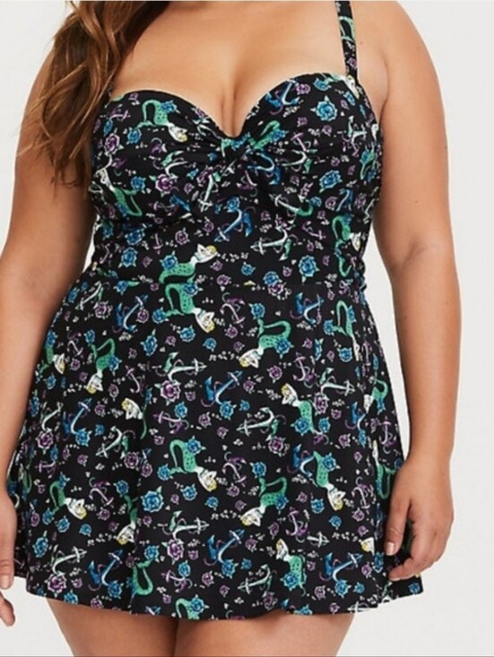 torrid Other - Torrid Mermaid Tie Skater Swim Dress 4X/26 Black Nautical Pin Up Retro